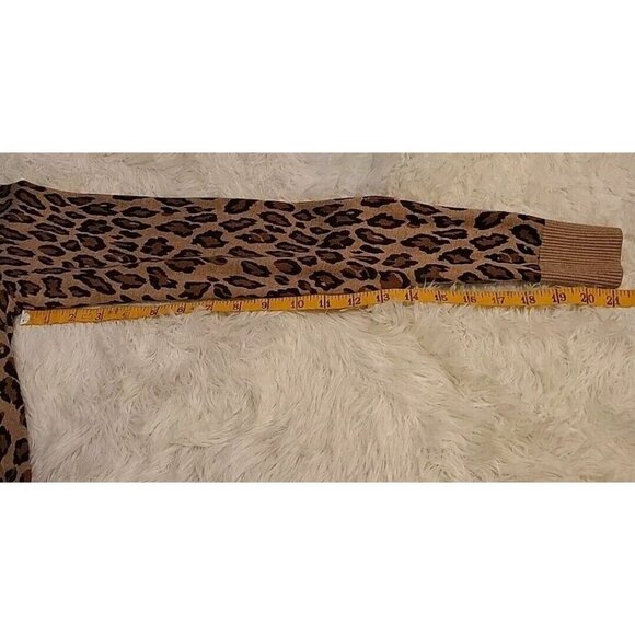 Ellen Tracy Leopard Print Sweater Womens Large Mob Wife Brown Black Fast Ship! - Picture 6 of 8